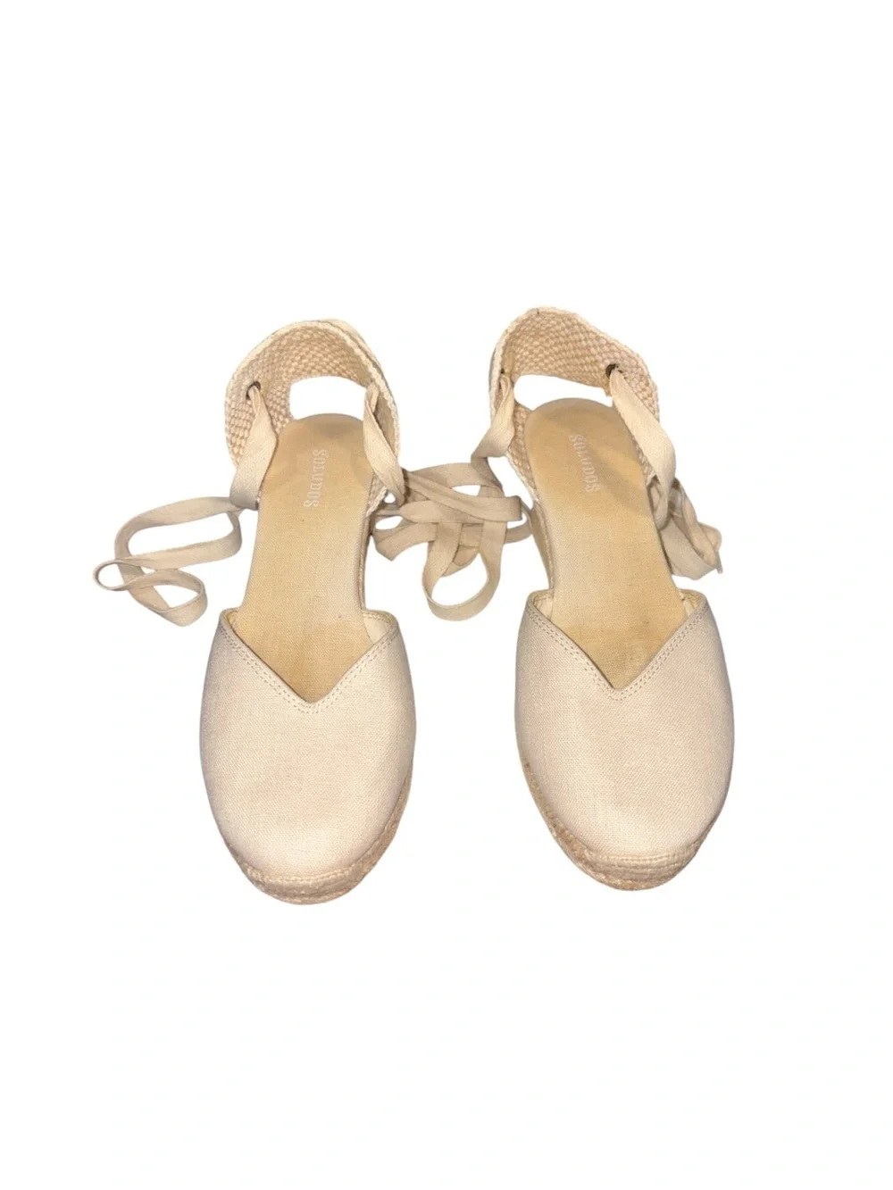 Soludos The Marseille Wedge Espadrille Wrap‎ Sandal In La Concha Ivory Size 6.5